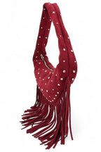 Boho Fringe Faux Suede Hobo Bag – Studded Fashion Handbag - Che Cose Belle