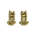 Boho Indian Drop Earrings Woven Metal Beads Cotton Thread 1in