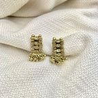 Boho Indian Drop Earrings Woven Metal Beads Cotton Thread 1in