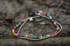 Boho Silver Dual Band Anklet For Women Beach Layered