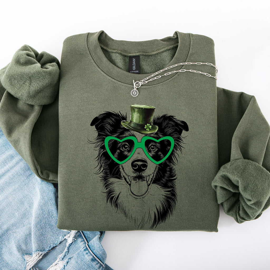 Border Collie, Adorable Dog, St Patrick's Day, Lucky, Irish Sweatshirt - Che Cose Belle