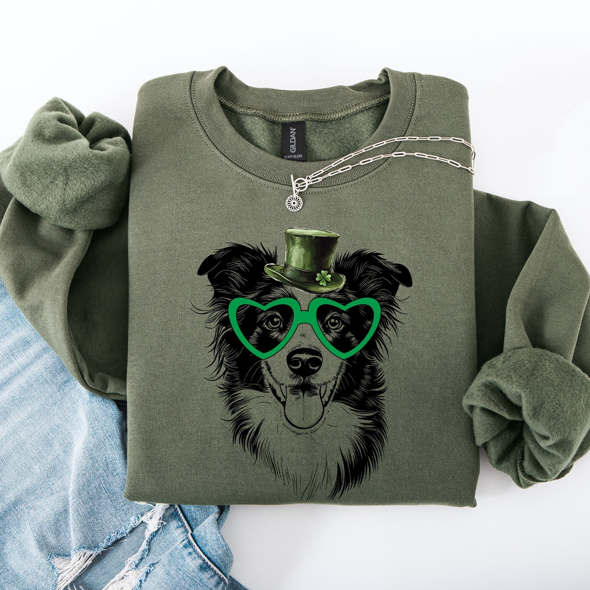 Border Collie, Adorable Dog, St Patrick's Day, Lucky, Irish Sweatshirt - Che Cose Belle