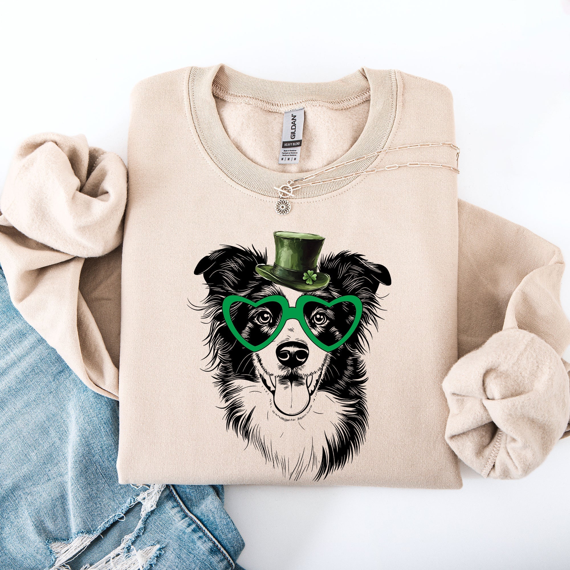 Border Collie, Adorable Dog, St Patrick's Day, Lucky, Irish Sweatshirt - Che Cose Belle