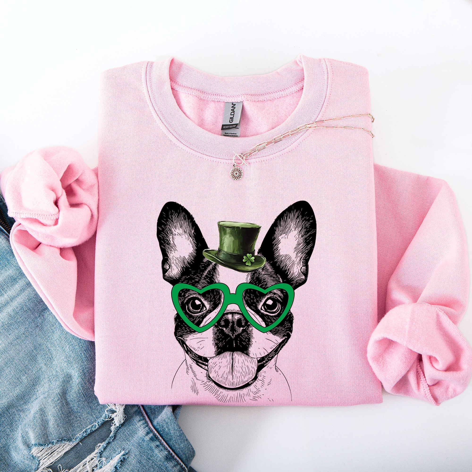 Boston Terrier, Adorable Dog, St Patrick's Day, Lucky, Irish Sweatshirt - Che Cose Belle