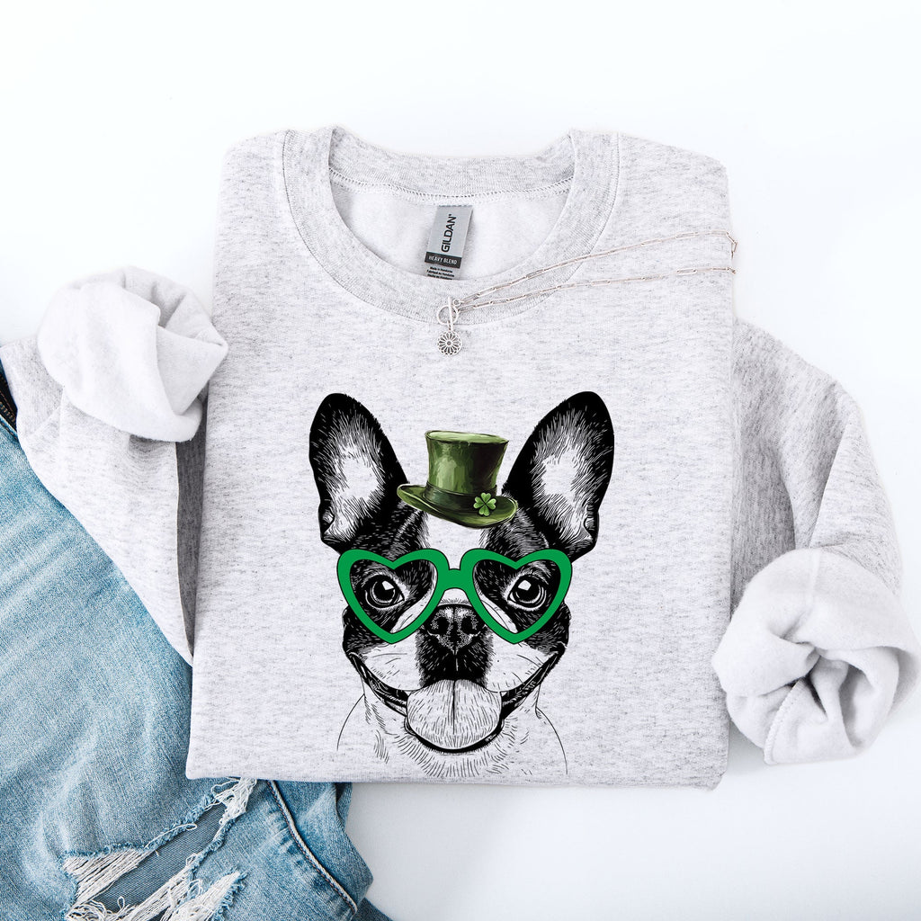 Boston Terrier, Adorable Dog, St Patrick's Day, Lucky, Irish Sweatshirt - Che Cose Belle