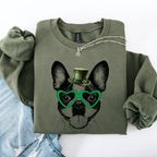 Boston Terrier, Adorable Dog, St Patrick's Day, Lucky, Irish Sweatshirt - Che Cose Belle