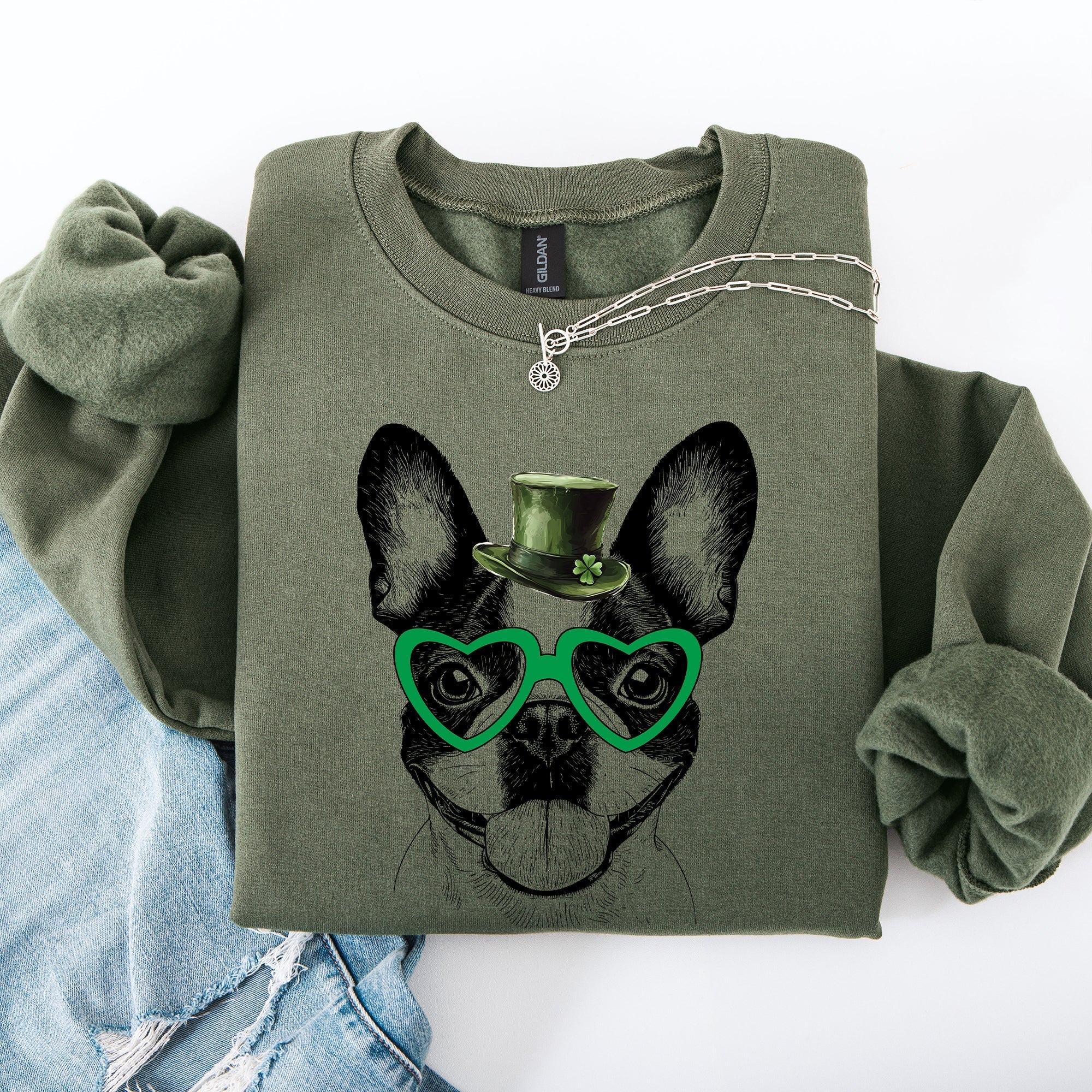 Boston Terrier, Adorable Dog, St Patrick's Day, Lucky, Irish Sweatshirt - Che Cose Belle