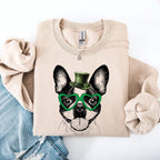 Boston Terrier, Adorable Dog, St Patrick's Day, Lucky, Irish Sweatshirt - Che Cose Belle