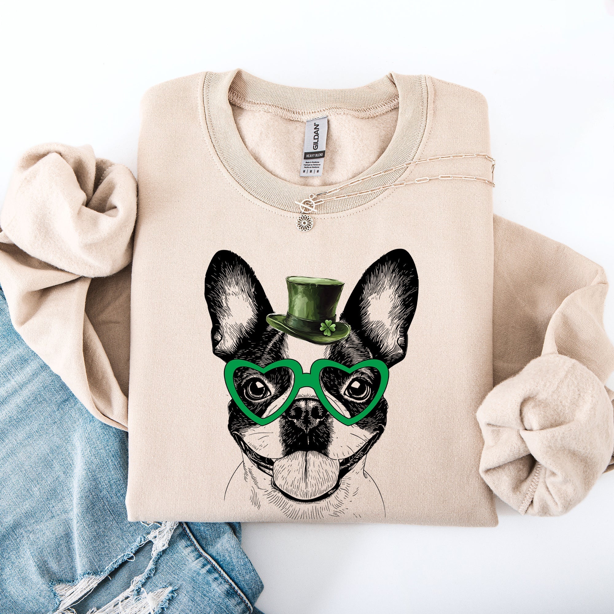 Boston Terrier, Adorable Dog, St Patrick's Day, Lucky, Irish Sweatshirt - Che Cose Belle