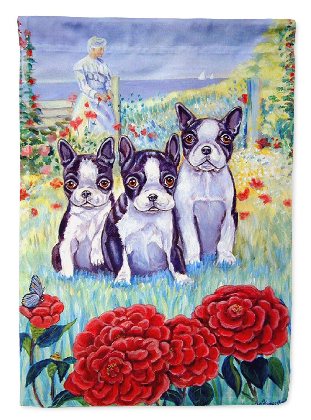 Boston Terrier Three in a Row Garden Flag – Decorative Outdoor Yard Flag - Che Cose Belle