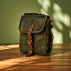 Bovine Leather Small Satchel Bag - Olive - Che Cose Belle
