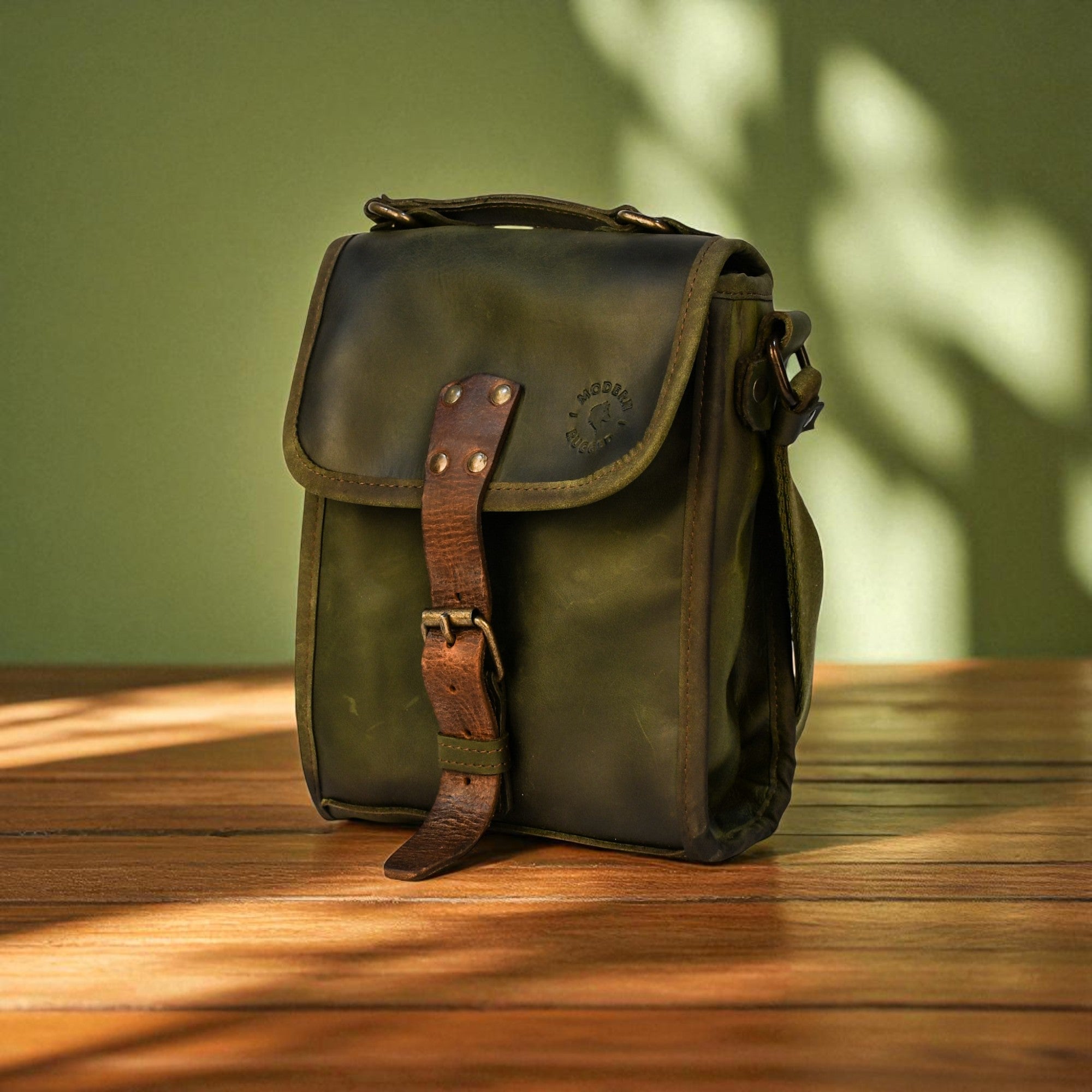 Bovine Leather Small Satchel Bag - Olive - Che Cose Belle