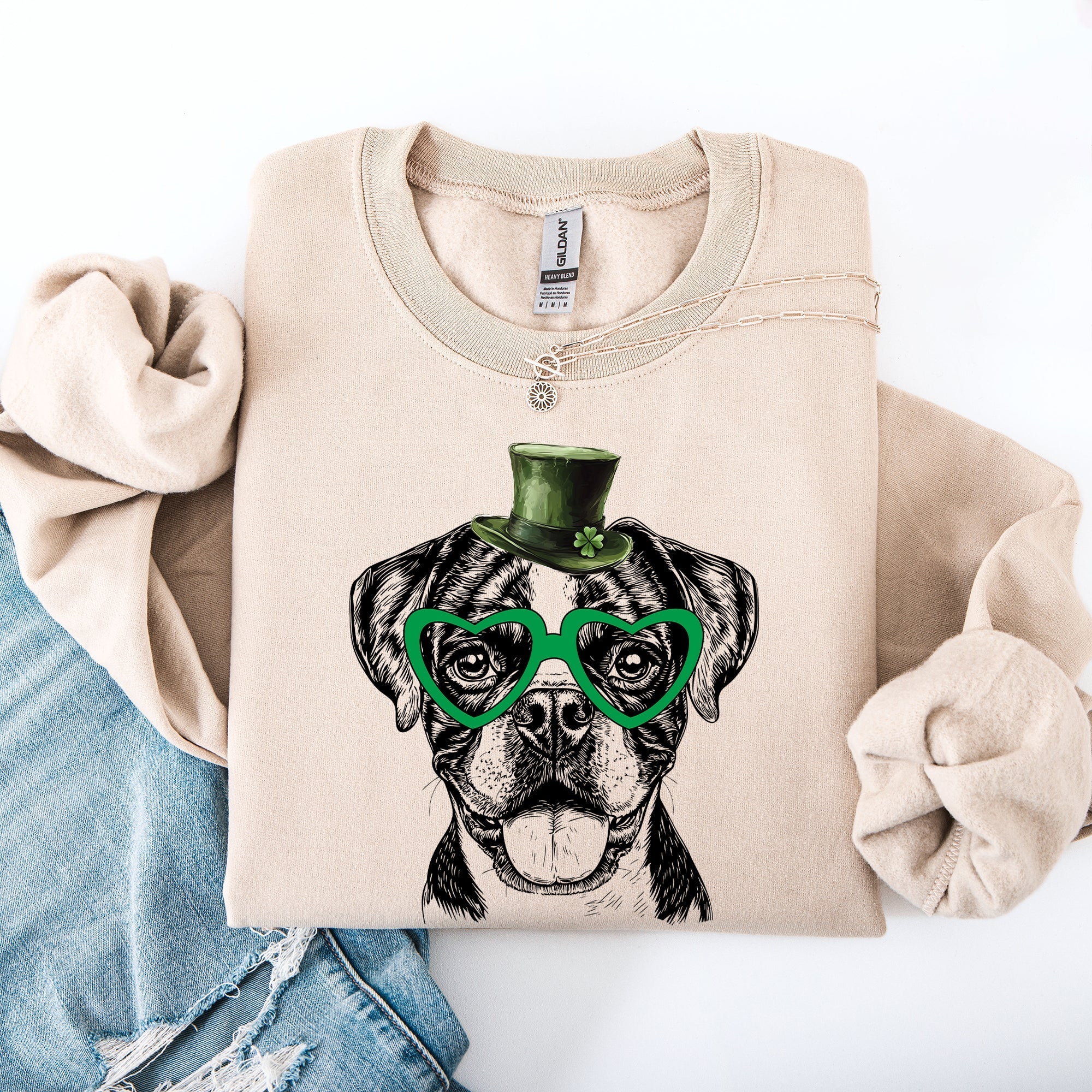 Boxer, Adorable Dog, St Patrick's Day, Lucky, Irish Sweatshirt - Che Cose Belle