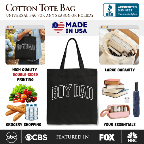 Boy Dad Varsity Tote Bag, Father's Day Gift Shopper - Che Cose Belle