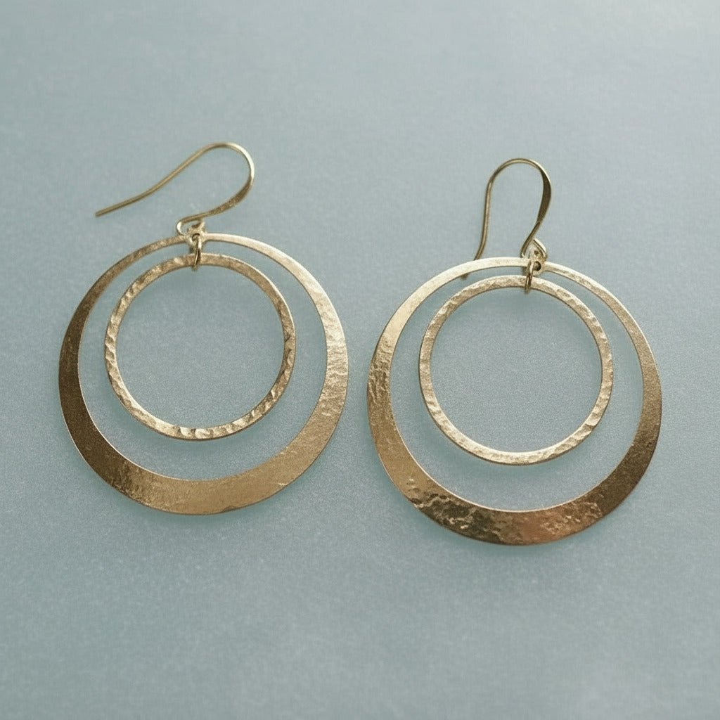 Brass Hoop Earrings - Handcrafted Talisman Jewelry For Calm - Che Cose Belle