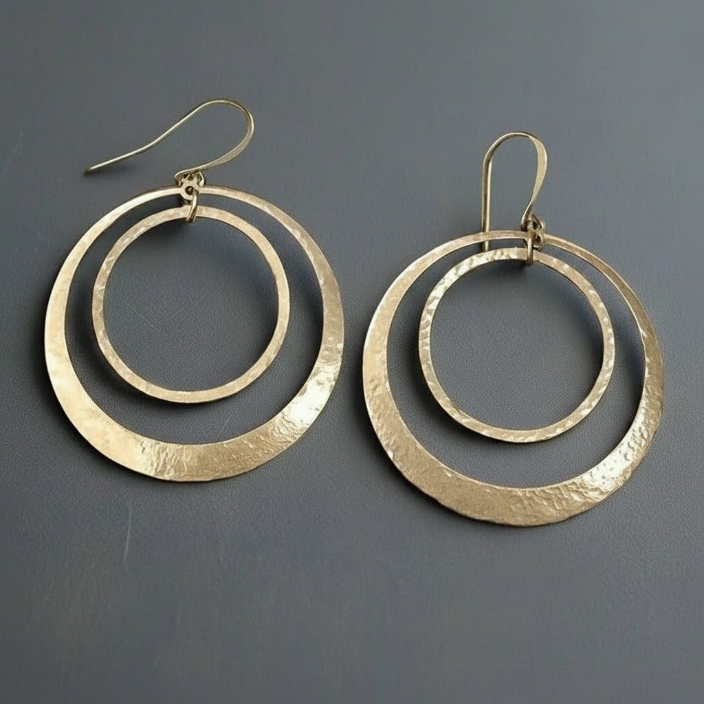 Brass Hoop Earrings - Handcrafted Talisman Jewelry For Calm - Che Cose Belle