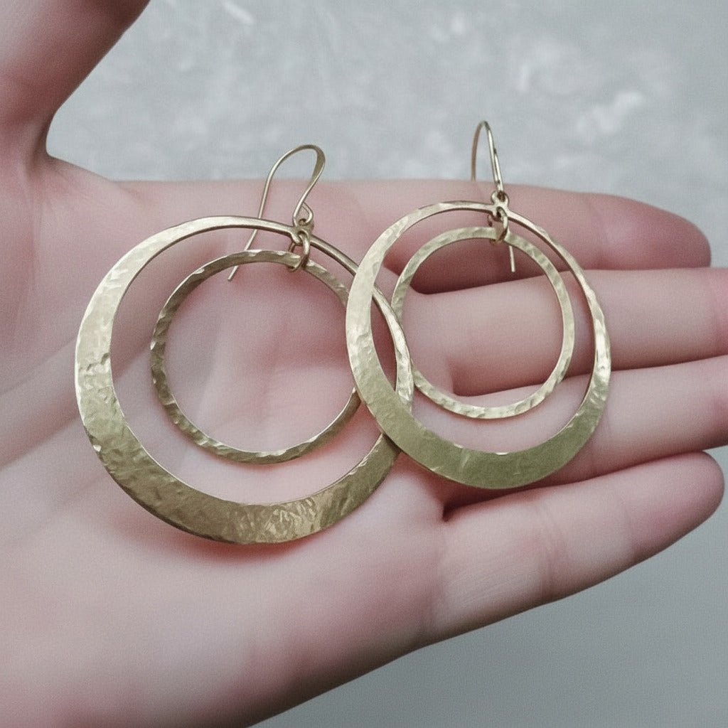 Brass Hoop Earrings - Handcrafted Talisman Jewelry For Calm - Che Cose Belle