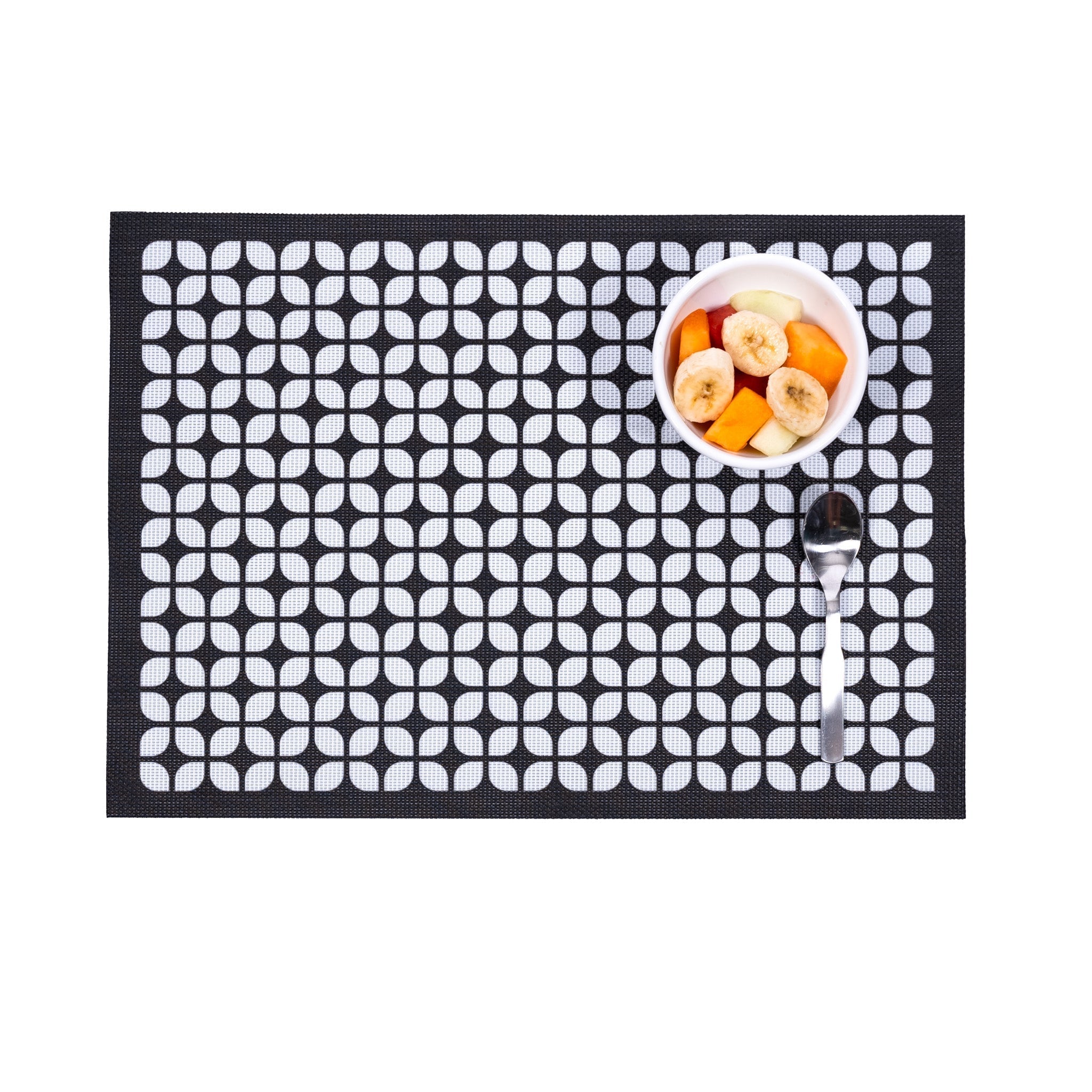 Breeze Block double - sided Woven Placemat - Black - set of 4 - Che Cose Belle