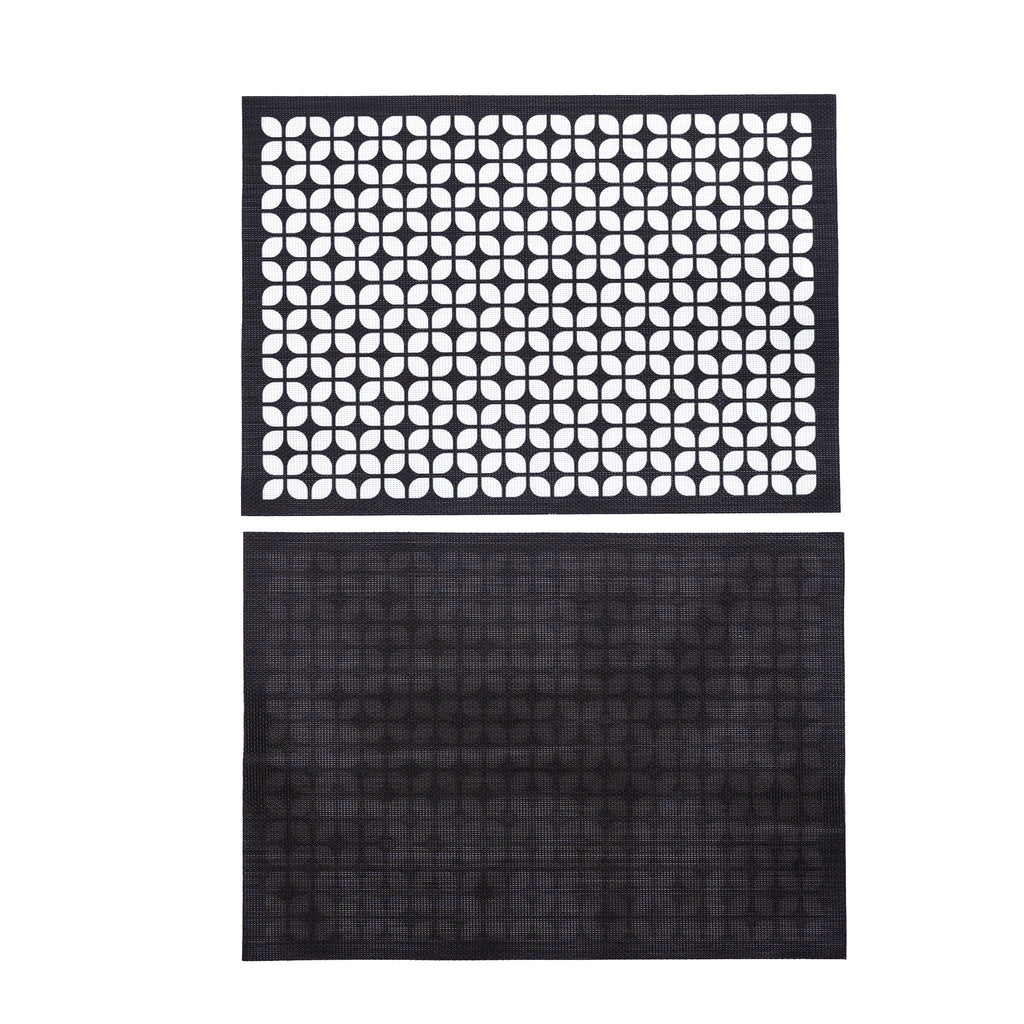 Breeze Block double - sided Woven Placemat - Black - set of 4 - Che Cose Belle