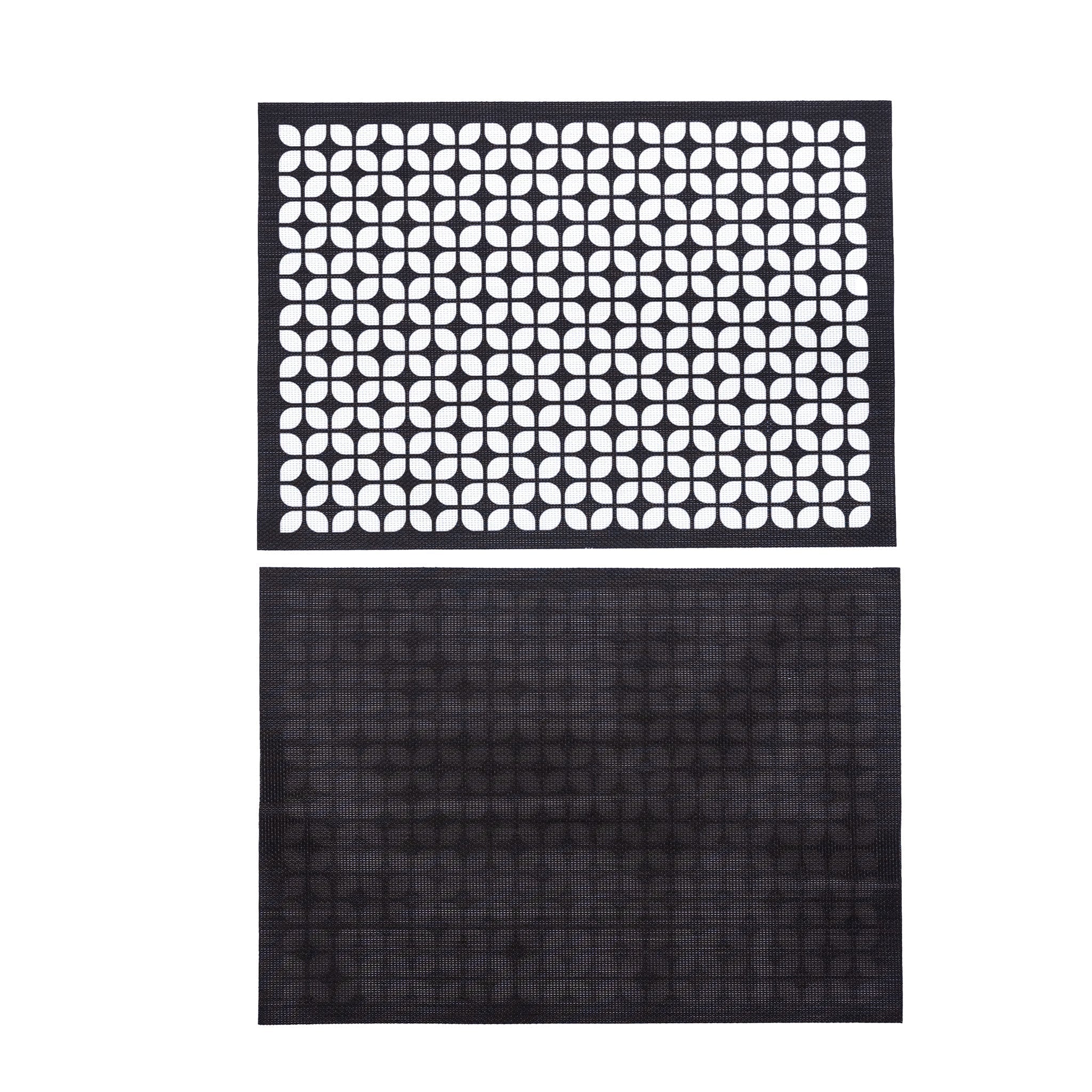 Breeze Block double - sided Woven Placemat - Black - set of 4 - Che Cose Belle