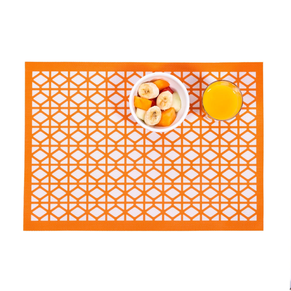 Breeze Block double - sided Woven Placemat - Orange - set of 4 - Che Cose Belle