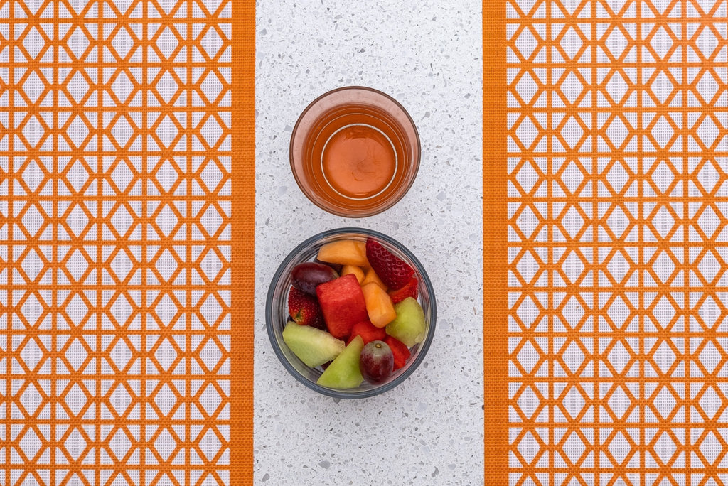 Breeze Block double - sided Woven Placemat - Orange - set of 4 - Che Cose Belle