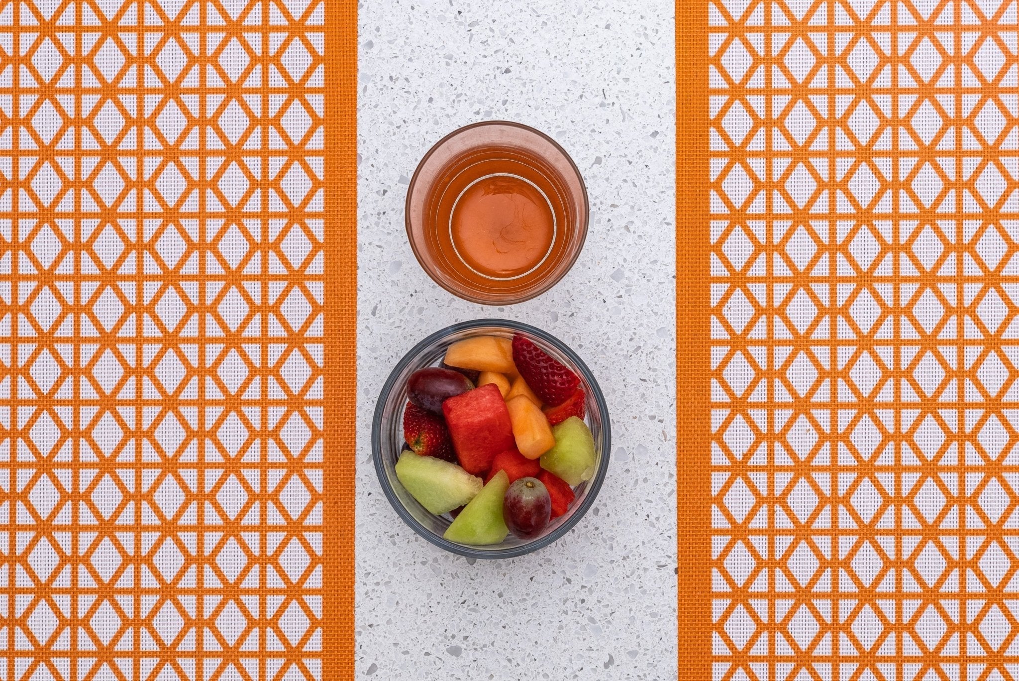 Breeze Block double - sided Woven Placemat - Orange - set of 4 - Che Cose Belle