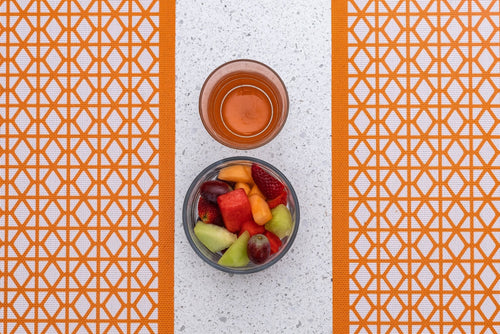 Breeze Block double - sided Woven Placemat - Orange - set of 4 - Che Cose Belle