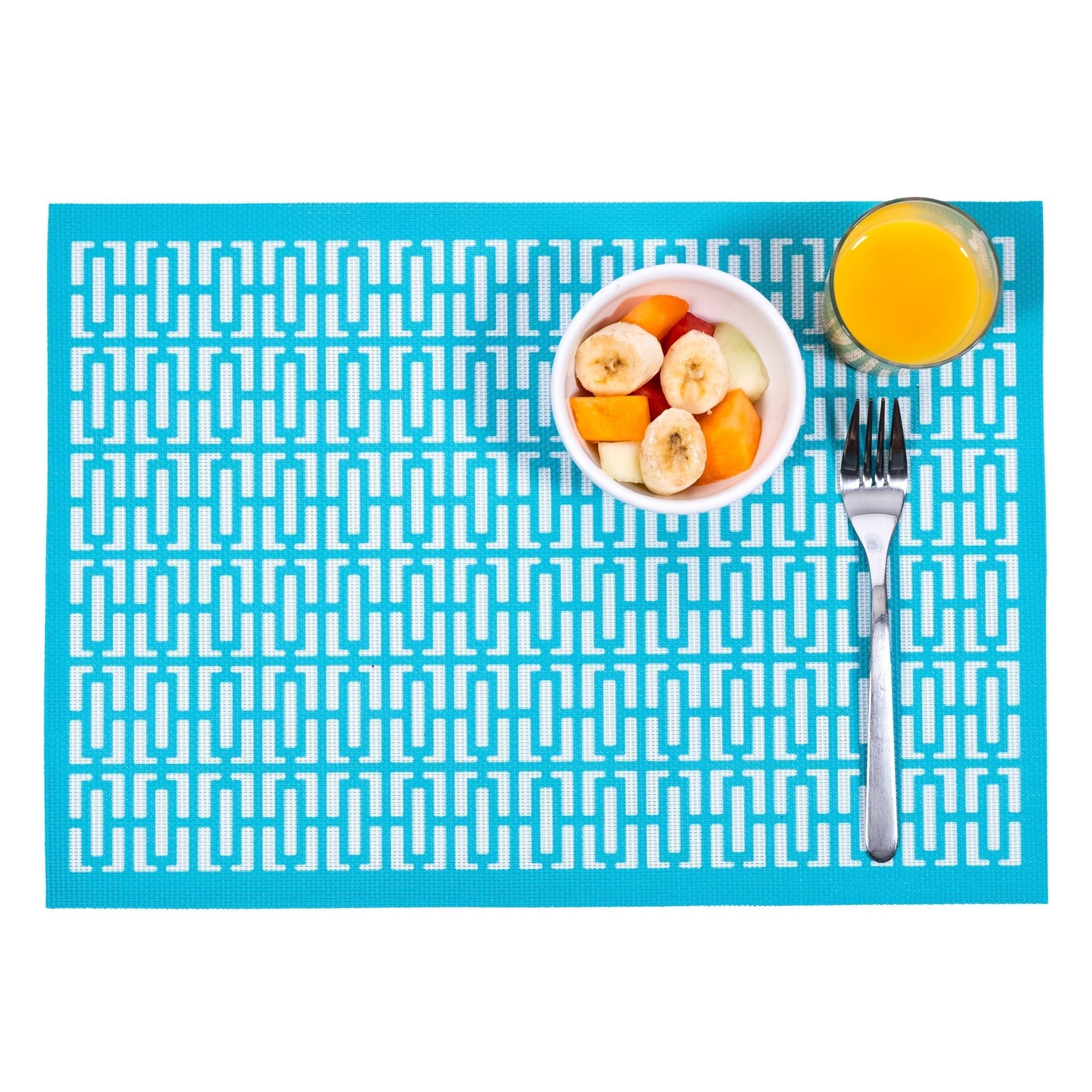 Breeze Block double - sided Woven Placemat - Turquoise - set of 4 - Che Cose Belle