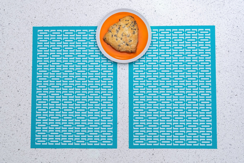 Breeze Block double - sided Woven Placemat - Turquoise - set of 4 - Che Cose Belle