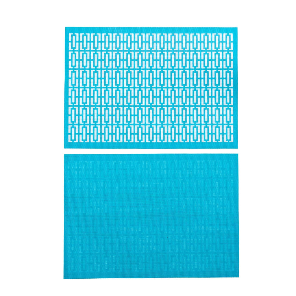 Breeze Block double - sided Woven Placemat - Turquoise - set of 4 - Che Cose Belle