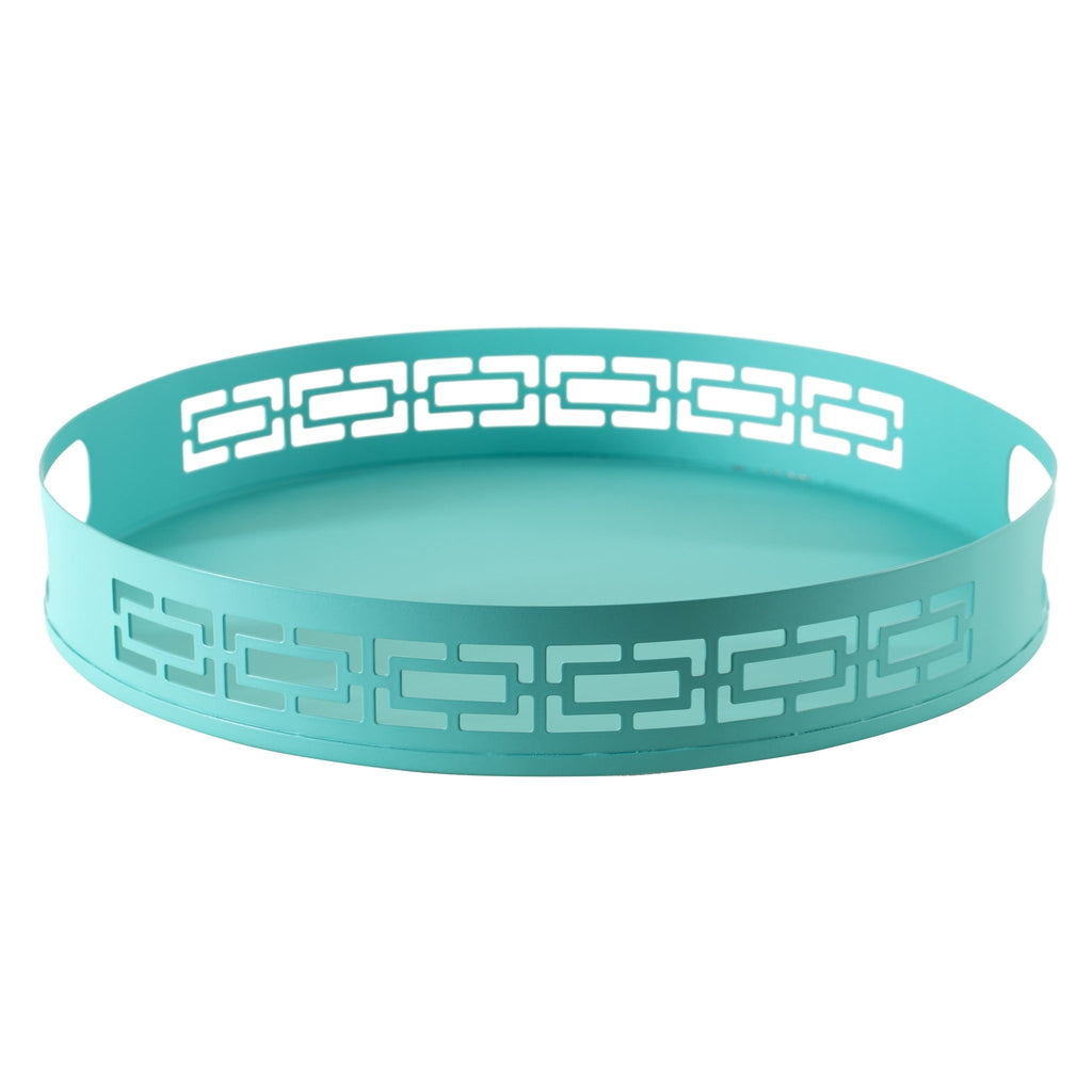 Breeze Block Metal Serving Tray Round - Turquoise - Che Cose Belle