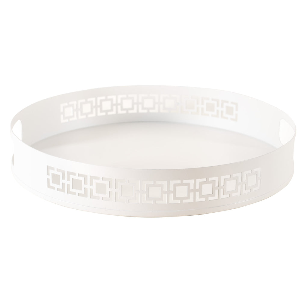 Breeze Block Metal Serving Tray Round - White - Che Cose Belle