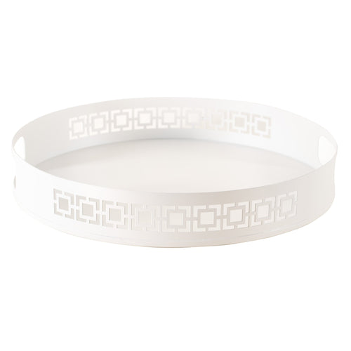 Breeze Block Metal Serving Tray Round - White - Che Cose Belle