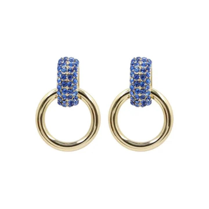 Brianna Cannon - Blue Crystal & Gold Knocker Earrings - Che Cose Belle