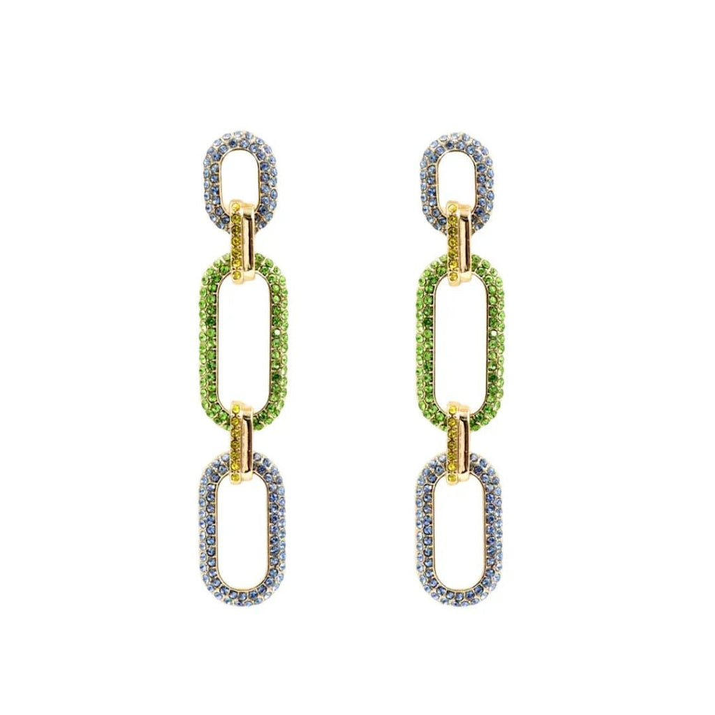 Brianna Cannon - Blue & Green Crystal Link Drop Earrings - Che Cose Belle