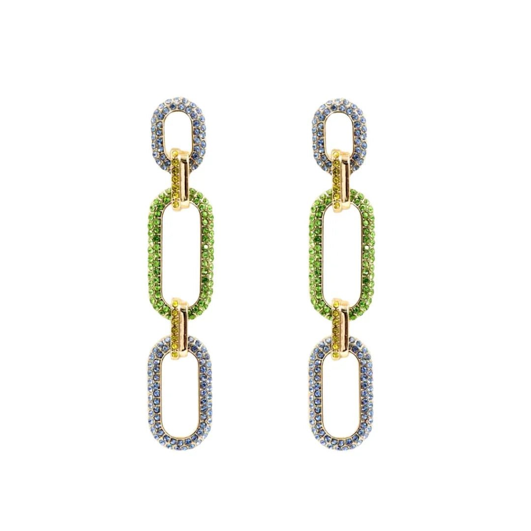 Brianna Cannon - Blue & Green Crystal Link Drop Earrings - Che Cose Belle