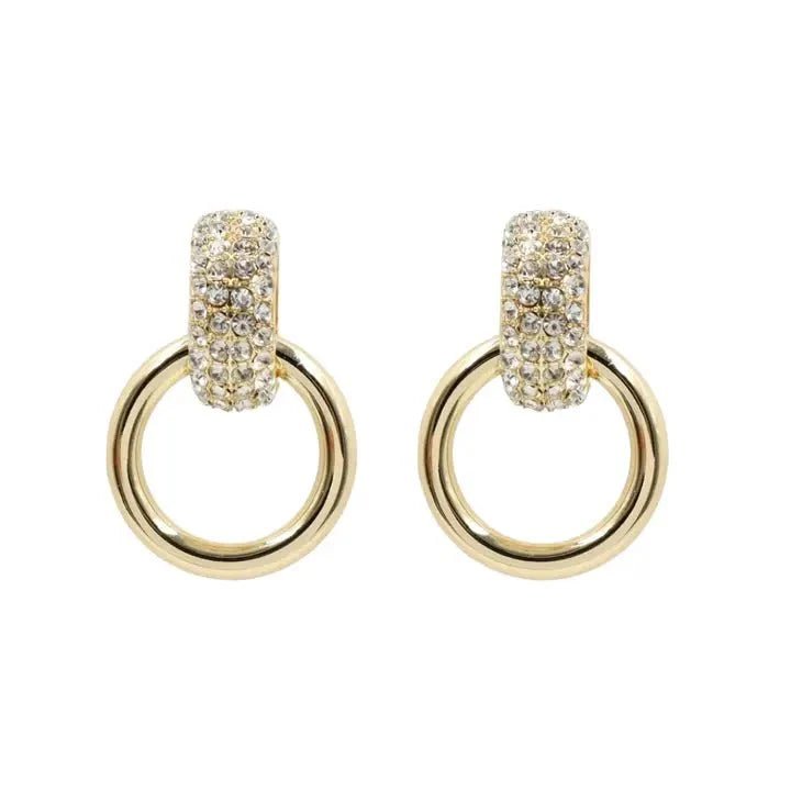 Brianna Cannon - Clear Crystal & Gold Knocker Earrings - Che Cose Belle