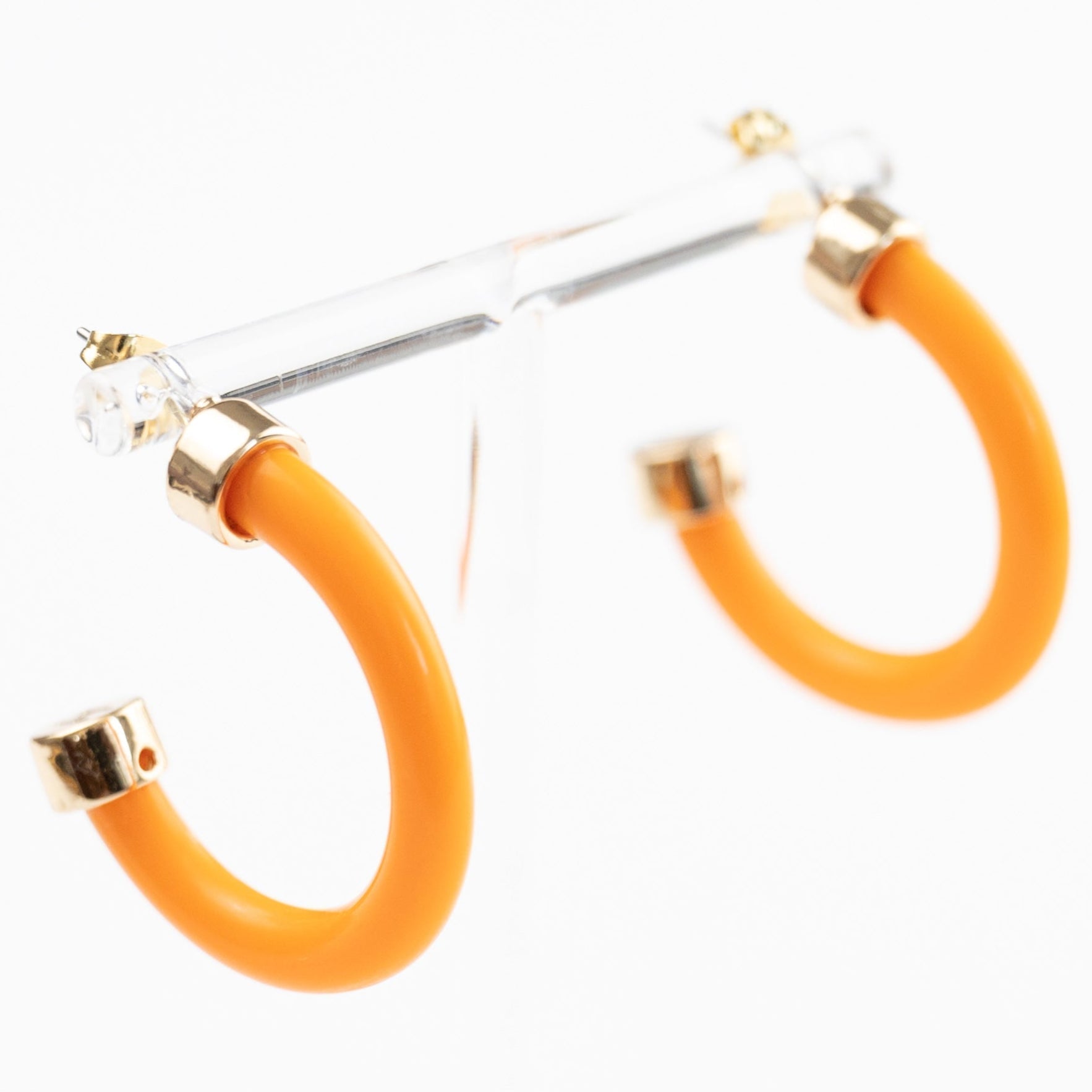 Bright Orange Mini Hoop Earrings - Che Cose Belle
