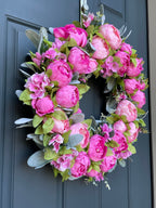 Bright Pink Peony Spring Wreath - Che Cose Belle