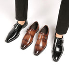 British Style Monk Strap Leather Shoes Men's - Che Cose Belle
