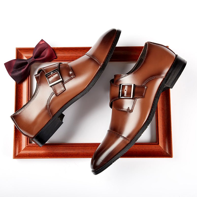 British Style Monk Strap Leather Shoes Men's - Che Cose Belle