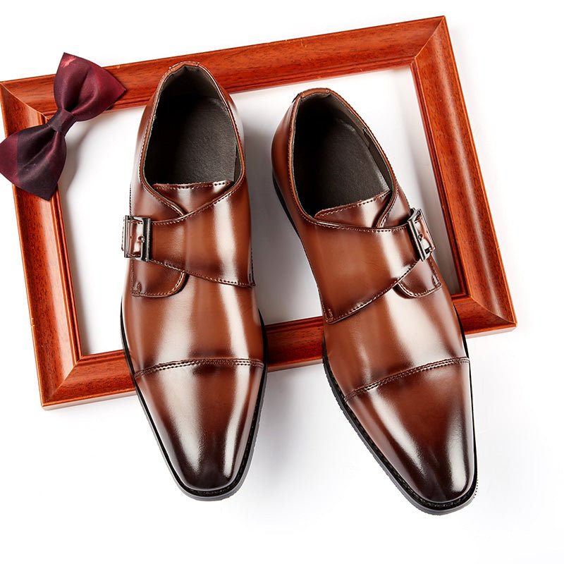 British Style Monk Strap Leather Shoes Men's - Che Cose Belle