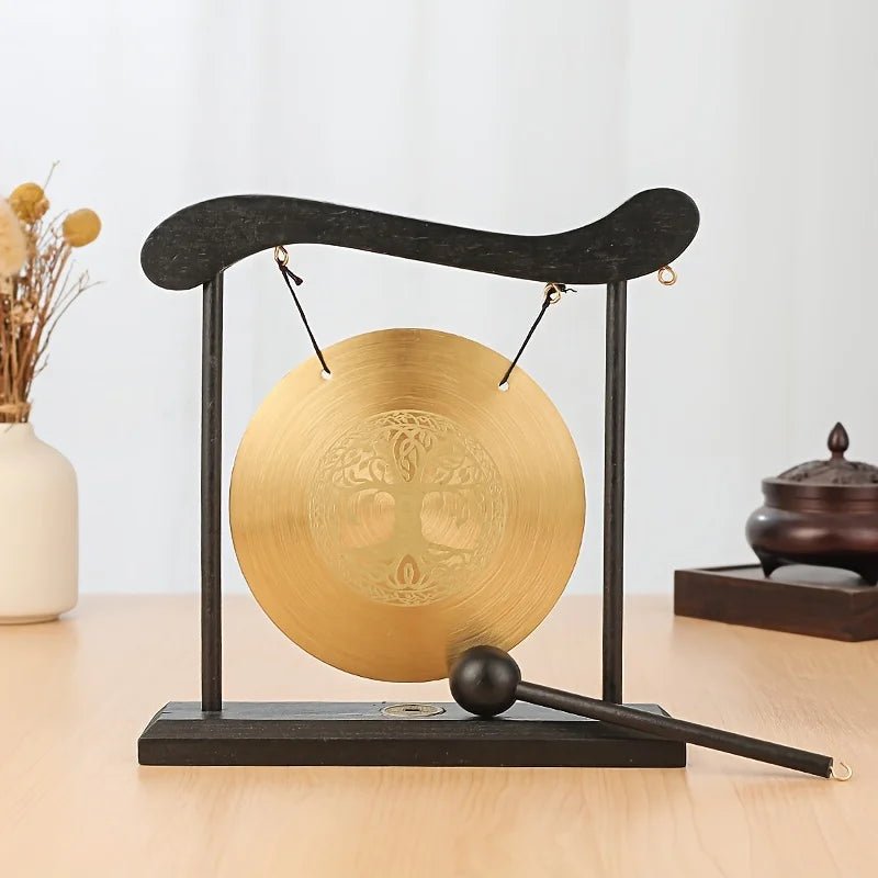 Bronze Meditation Gong with Wooden Frame and Mallet - Che Cose Belle
