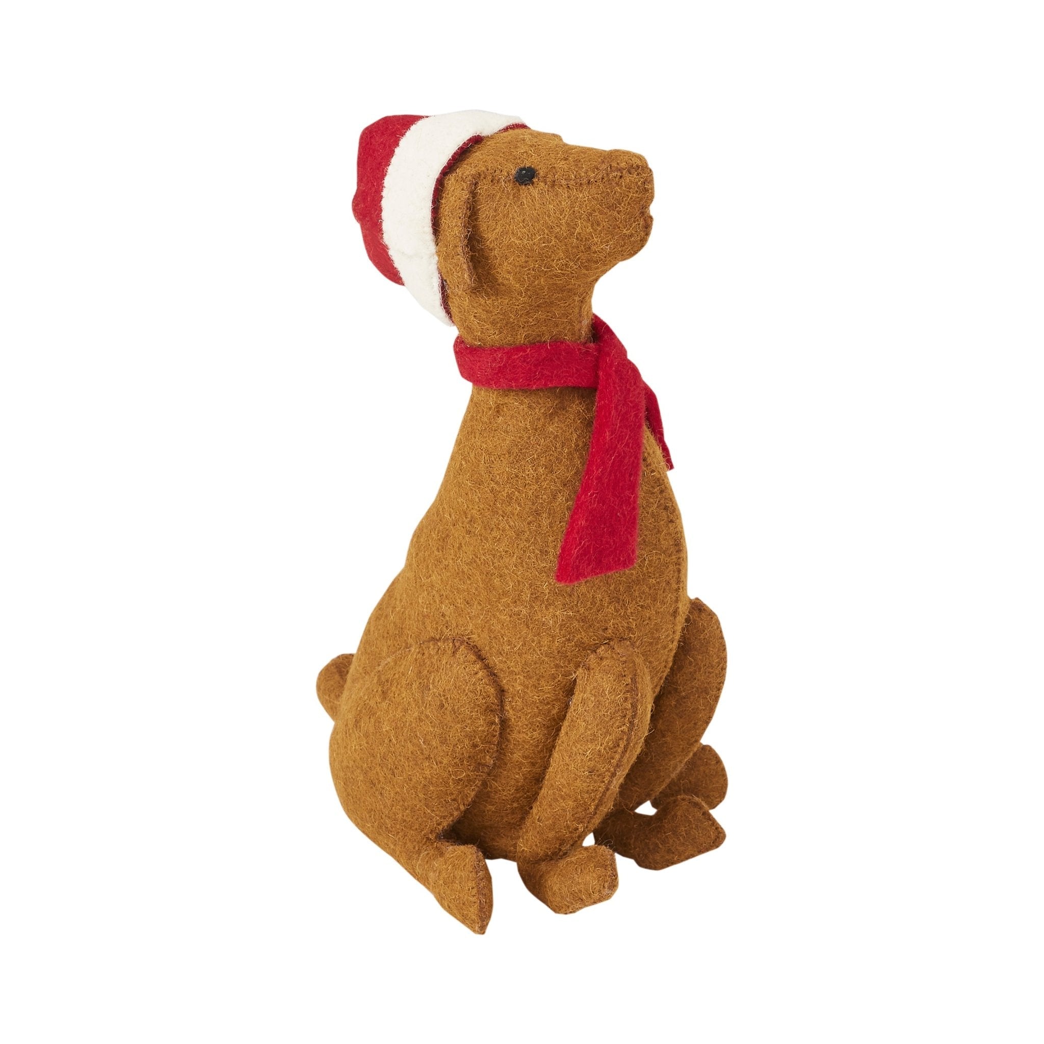Brown Lab Santa Hat Christmas Tree Topper Hand Felted Wool Arcadia Home - Che Cose Belle