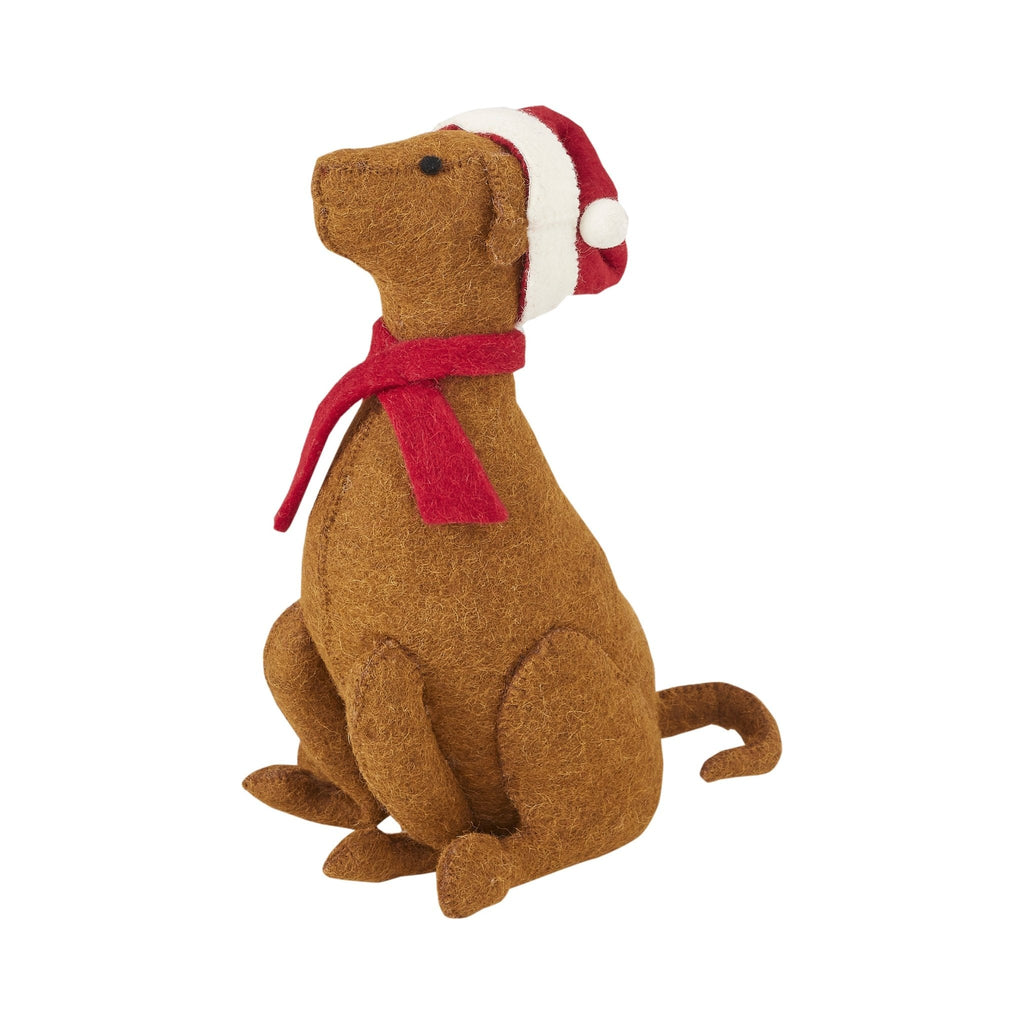 Brown Lab Santa Hat Christmas Tree Topper Hand Felted Wool Arcadia Home