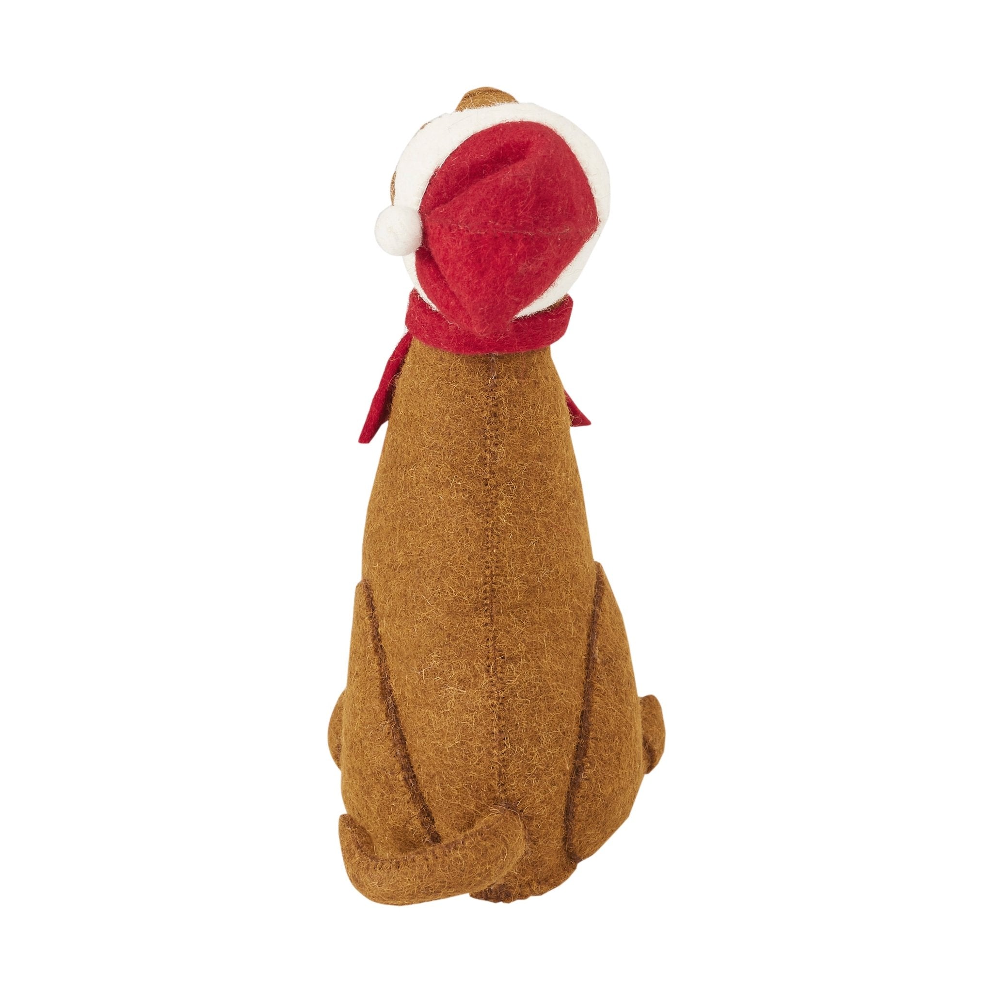 Brown Lab Santa Hat Christmas Tree Topper Hand Felted Wool Arcadia Home