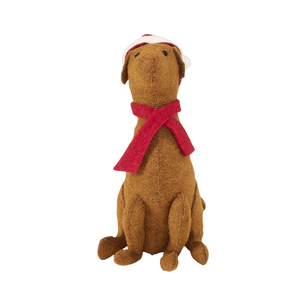 Brown Lab Santa Hat Christmas Tree Topper Hand Felted Wool Arcadia Home