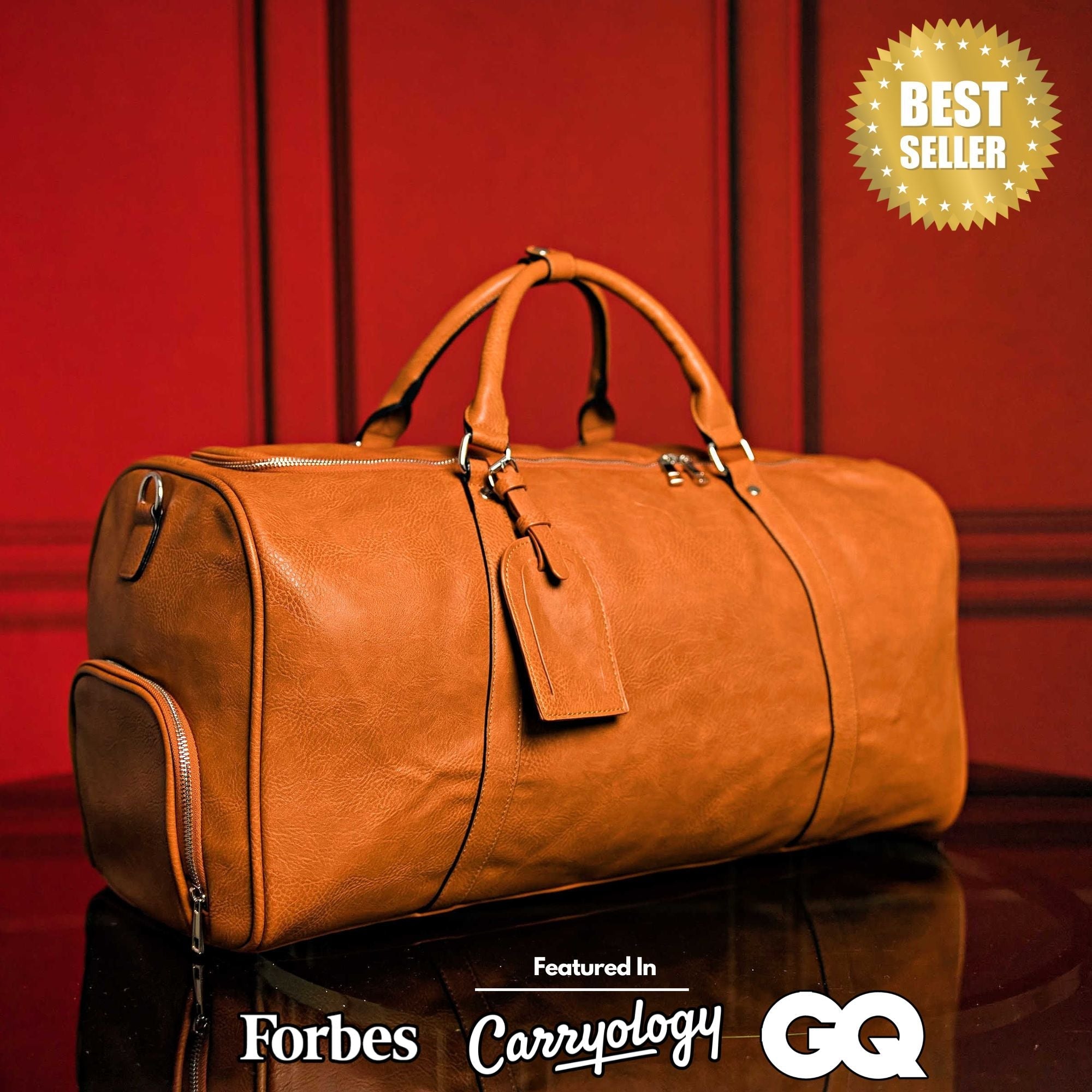 Brown Tumbled Leather Duffle Bag - Che Cose Belle