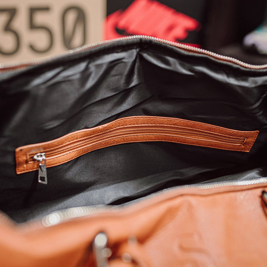 Brown Tumbled Leather Duffle Bag - Che Cose Belle